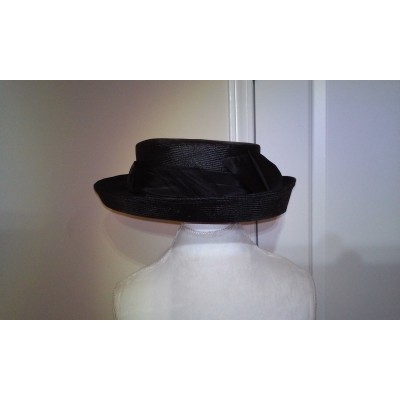 Black TINALUXE  Commodore Corp. Upturned Brim Straw Dress Hat  eb-61035852